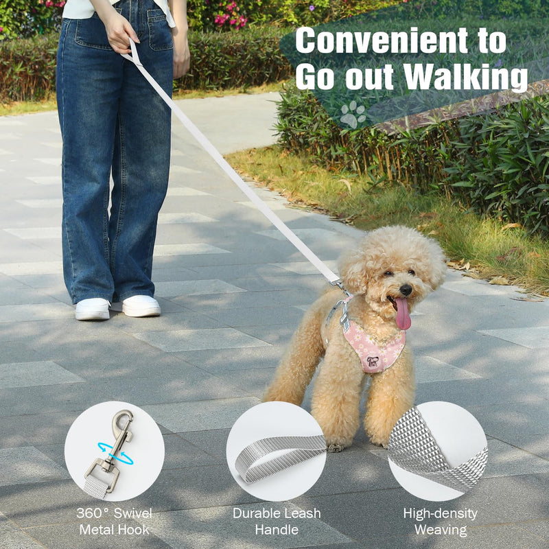 Pawaboo Small Dog Harness and Leash Set, Puppy Harness X-Frame No Pull No Choke, Dog Vest Harness Adjustable for Small Medium Sized Dogs,Soft Breathable Pet Harness for Walking Outing, M, Pink Daisy M(Neck 15.7-18.9" Chest 14.2-23.6") - PawsPlanet Australia