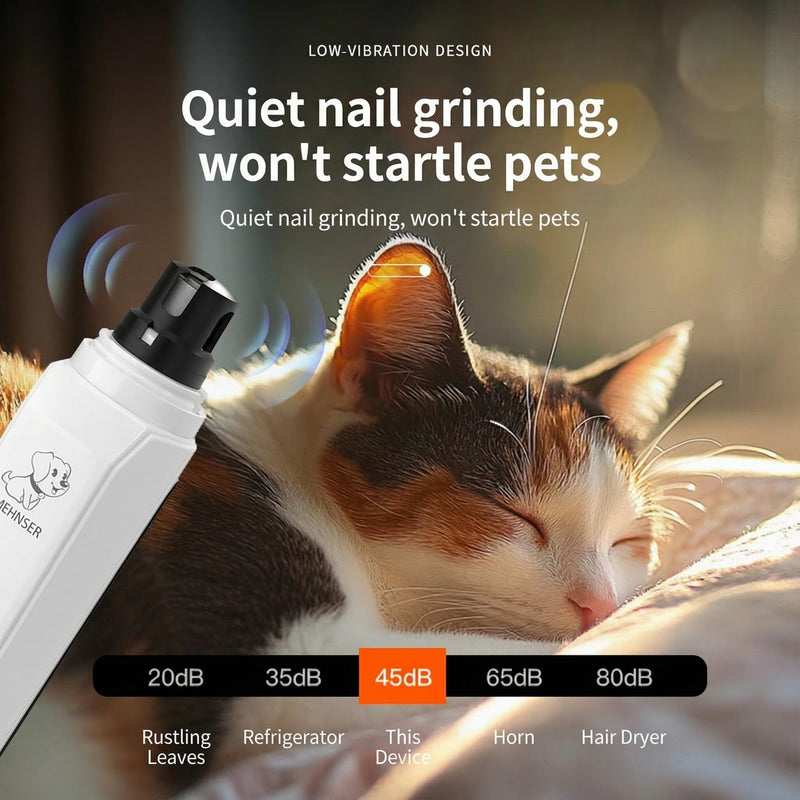 Silent Groom pro Nail Grinder, 2026 New Nail Grinder with 3 Adjustable Speeds & Led Light, Painless Paws Grooming for Small Medium Large Dogs & Cats (1+2*Replacement Head) - PawsPlanet Australia
