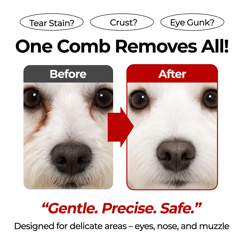 JAYU PET Facial Grooming Comb - Dog Eye Combs, Stress-free Tear Stain Remover for Dogs & Cats, Pet Facial Brush, Cat Grooming Kit, Stainless Steel Deshedding Comb 1ea - PawsPlanet Australia