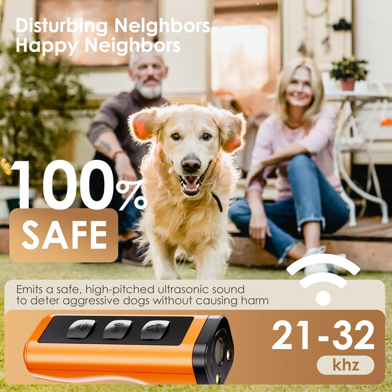 VUL Dog Bark Deterrent Devices 2 Pack,Anti Barking Device for Dogs(Own Or Neighbour'S Dog), Long Range Ultrasonic 50ft, Alternative to Painful Dog Training Collars and Bark Collars,Dogs Training Orange - PawsPlanet Australia