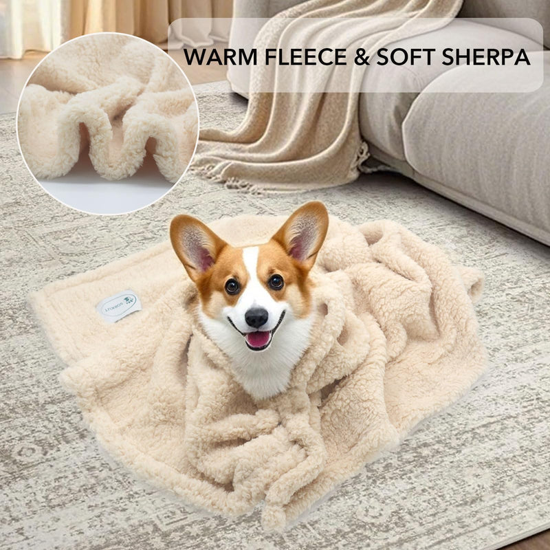 1 Pack 3 Dog Blanket Calming Blankets Fluffy Premium Fleece Puppy Soft Sherpa Pet Blanket for Dog Puppy Cat Beige,Large (40" x30’’) Large (40" x30’’) - PawsPlanet Australia