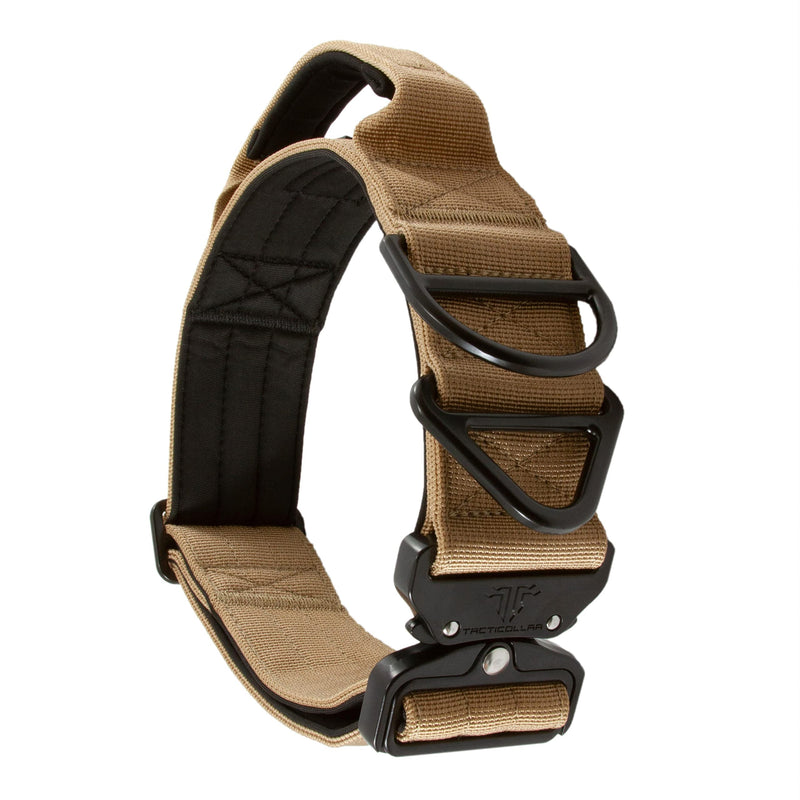 Tacticollar - 2 inch Tactical Dog Collar with Handle for Medium and Large Dogs, Mil Spec Nylon Collar, Quick-Release Metal Buckle, Neoprene Padded Inside (Medium, Coyote Brown)