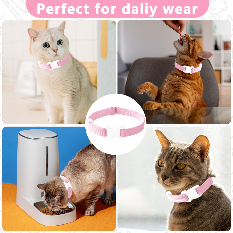Elastic Cat Collar, Stretch Cat Collar Quick Release, Bright Colors Safety Kitten Collar Adjustable Collar for Kittens, Lightweight Soft Polyester Collars for Boy Girl Cats (Pink,S) Small Pink - PawsPlanet Australia