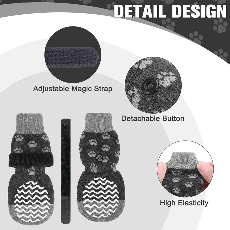 EXPAWLORER 3 Pairs Anti-Slip Dog Socks - Dog Shoes for Hot/Cold Pavement,Soft Paw Protector for Wooden Floor, Prevents Licking, Slipping for Puppy Small Medium Large, Senior Dogs Grey - PawsPlanet Australia