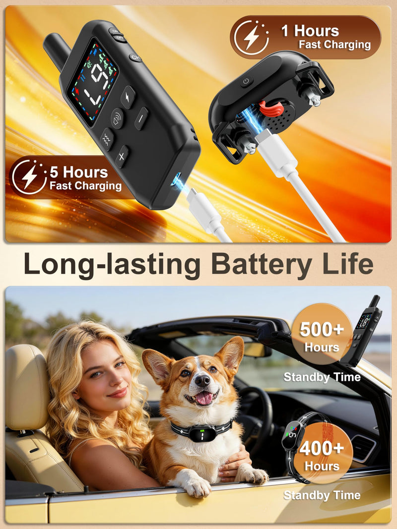 Small Shock Collar for Small Dogs(5-30Lbs), Dog Training Collar with Remote for Small & Medium Dogs, 3 Channels, Waterproof, Rechargeable, Collar with Beep, Vibration, Safe Shock,1300ft