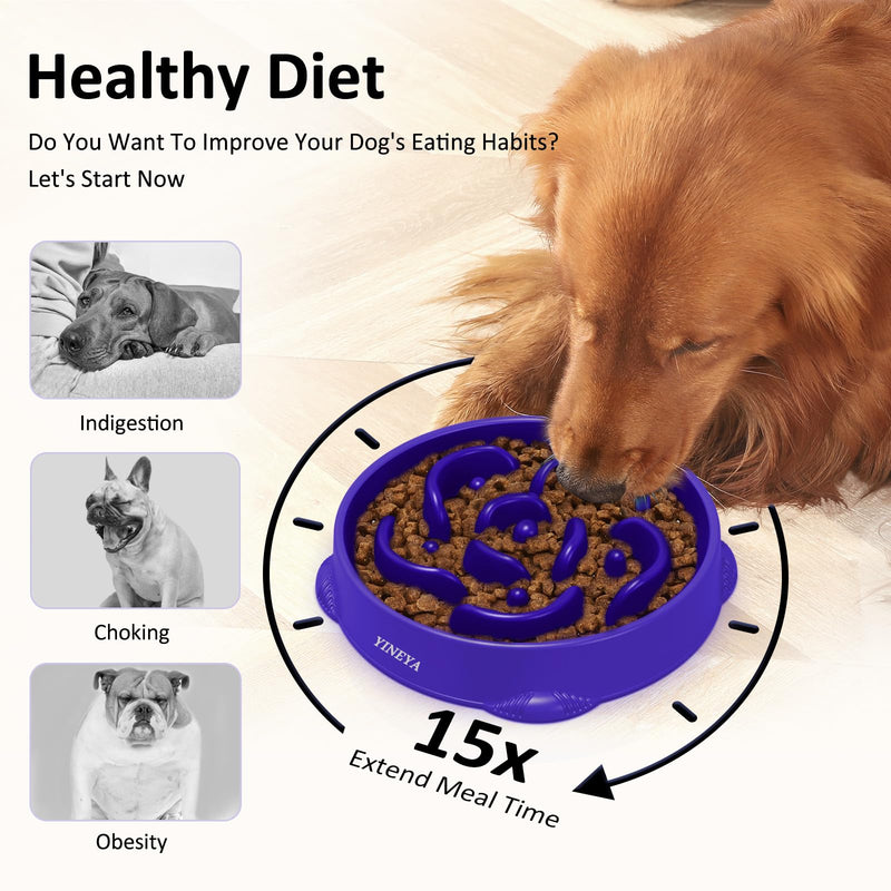 1Pcs Slow Feeder Dog Bowls Large Breed, Dog Slow Feeder Bowl, Large Dog Bowl Slow Feeder, Maze Dog Food Bowl Slow Feeder, Dog Puzzle Feeder, Pet Food Slow Eating Dowl Bowl 4 Cups(Purple) - PawsPlanet Australia
