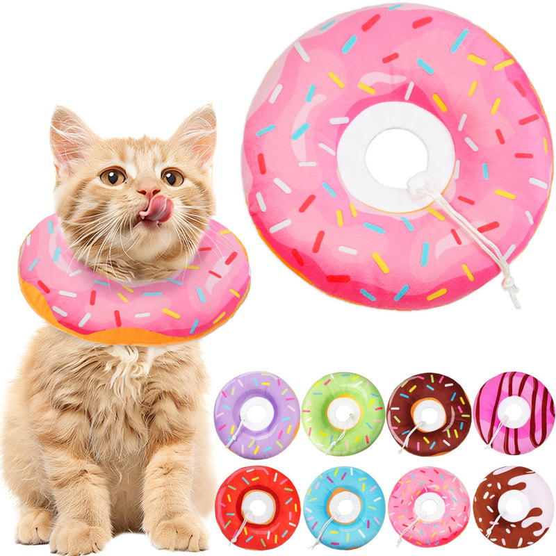 Hpetppy Cat Cone Collar Soft, Cat Recovery Collar for Wound Healing Cute Donut Adjustable Kitten Cones to Stop Licking Comfortable Lightweight Neck Elizabethan Collars for Kittens After Surgery Small Donut Pink