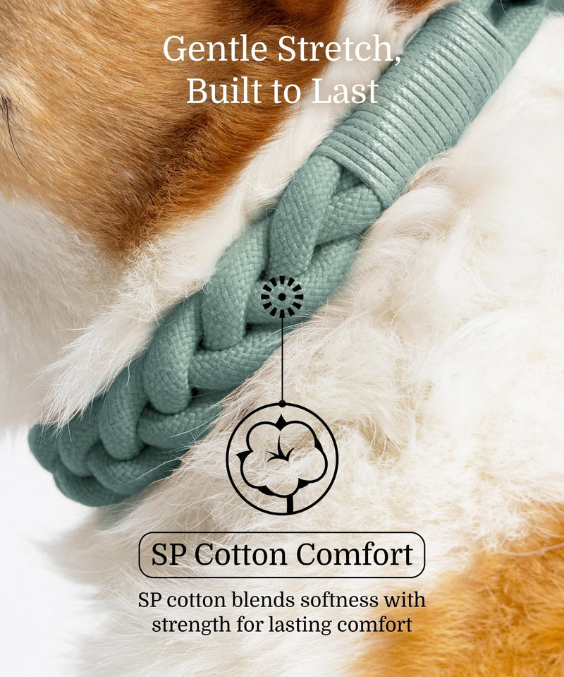 2026 New Edition, Fei & Eve Hand-Braided SP Cotton Martingale Collar – No-Pull, Gentle Design for Dog Neck – No Buckle, Heavy-Duty & Secure – The Thoughtful Gift for Dog Lovers, Small, Green S - PawsPlanet Australia