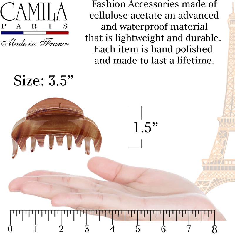 Camila Paris CP3216 French Hair Clip for Women for Thick Hair for Long Curly Wavy Hair, Large, Girls Hair Claw Clips Jaw Styling Hair Accessories for Women, Strong Hold No Slip Grip, Made in France Brown - PawsPlanet Australia