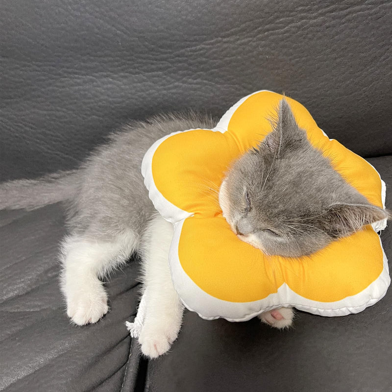 Cute Flower Cone, Anti-Splashing Water Soft E Collar for Cats After Surgery, Neck Pillow for Cozy Sleep and Anti-Licking, Donut Cone for Cats/Puppies to Take Photos (Pink, S) Pink