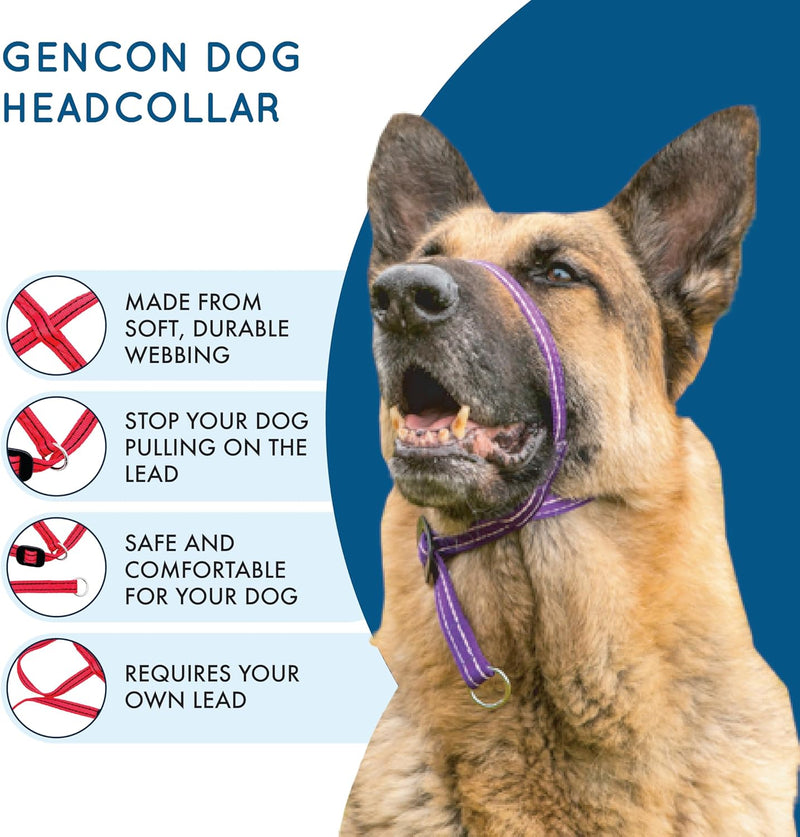 Extra-Wide Anti Pull Dog Headcollar - Trainer Approved - Soft & Gentle Control - Practical Dog Training & Behaviour Aid - Right Hand - UK Made - Doesn't Include Lead - Red Large | X-Wide