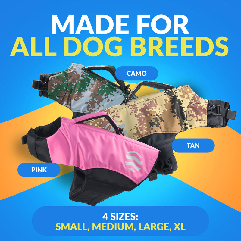 Waterproof Dog Life Jacket with Engineered Support System - High Visibility Dog Life Vest Made from Durable Oxford Fabric - Features Adjustable Velcro Straps & Advanced Safety Features (Medium) Medium Pink - PawsPlanet Australia