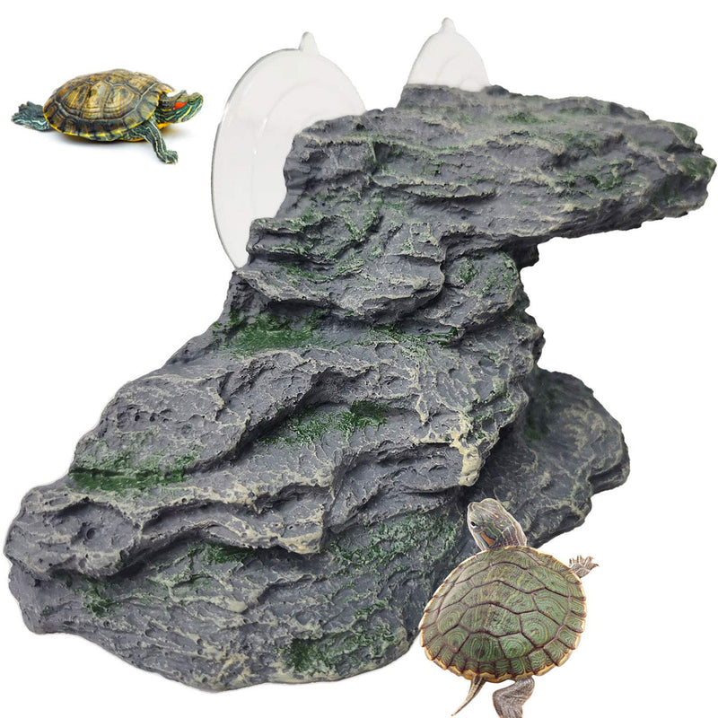 kathson Turtle Basking Platform Baby Tortoise Climbing Ramp Shale Reptiles Dock Resting Terrace Stone Aquarium Ornament Rock Landscaping Decoration for Frogs Newts (Medium Size:8.2”Lx3.3”Wx3.1”H) Medium Size:8.2”Lx3.3”Wx3.1”H