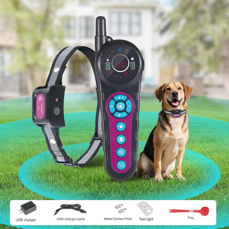 DOTSTAR Dog Wireless Fence Training Collar Electric Pet 2 in 1 System, Portable Dog Perimeter Fence Rechargeable Training Collar, Pet Containment System with 3 Training Modes for Medium Large Dogs For 1 Dog Black