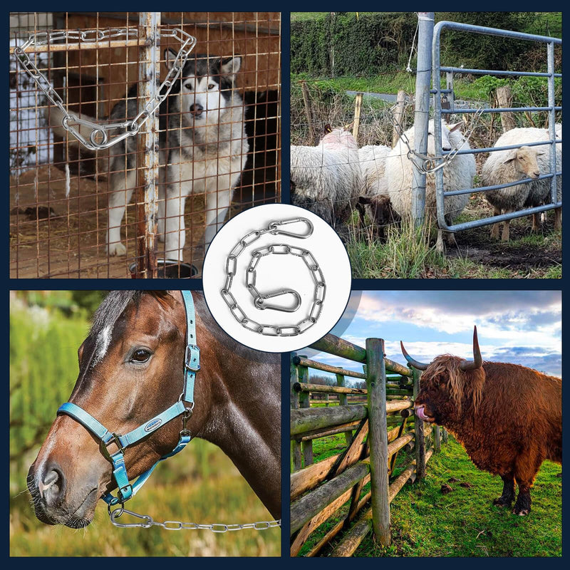 Gate Chain Lock with 20 Inch (4mm) Stainless Steel Gate Link Chain Lock with Carabiners Chain Link Gate Latches for Outdoor Fences, Pet Cages, Dog Horse Goat Cow Corral Supplies - PawsPlanet Australia