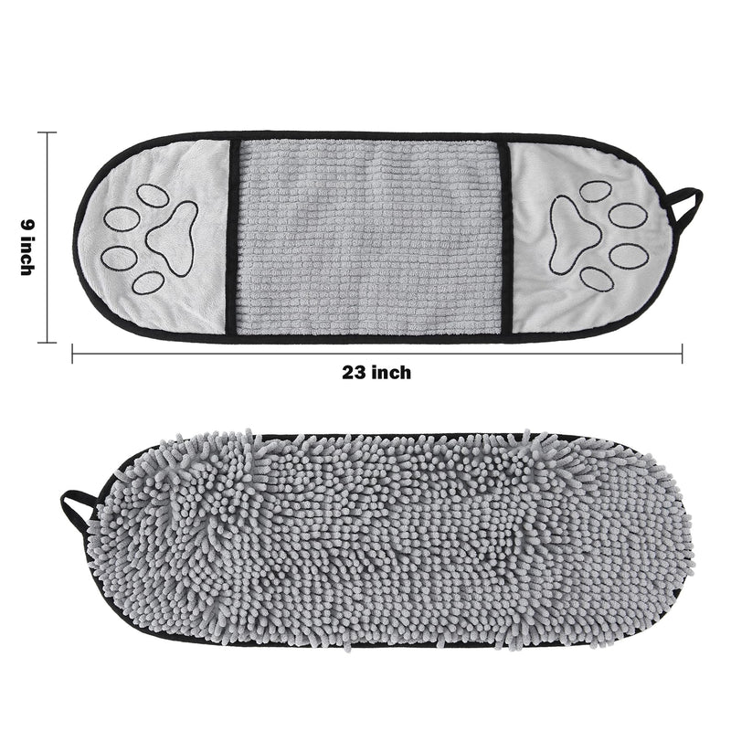 Absorbent Dog Towel, Microfiber Quick Drying Towel, Dog Bath Towel for Puppies, Super Absorbent Machine Washable Pet Towel with Hand Pocket, 9 x 23 inches (Gray) - PawsPlanet Australia