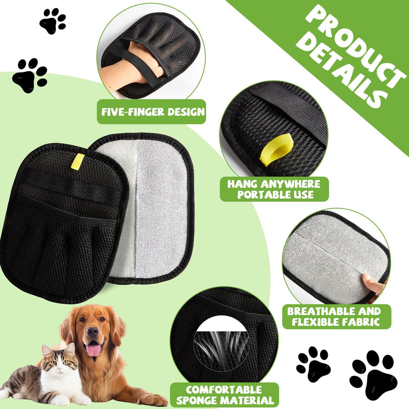 Upgraded Five-Finger Electrostatic Pet Hair Remover Glove for Cats & Dogs Reusable Magic Fur Brush Washable Double Sided Static Pet Hair Fur Remover Tool for Couch, Car Seat, Carpet & Laundry - PawsPlanet Australia