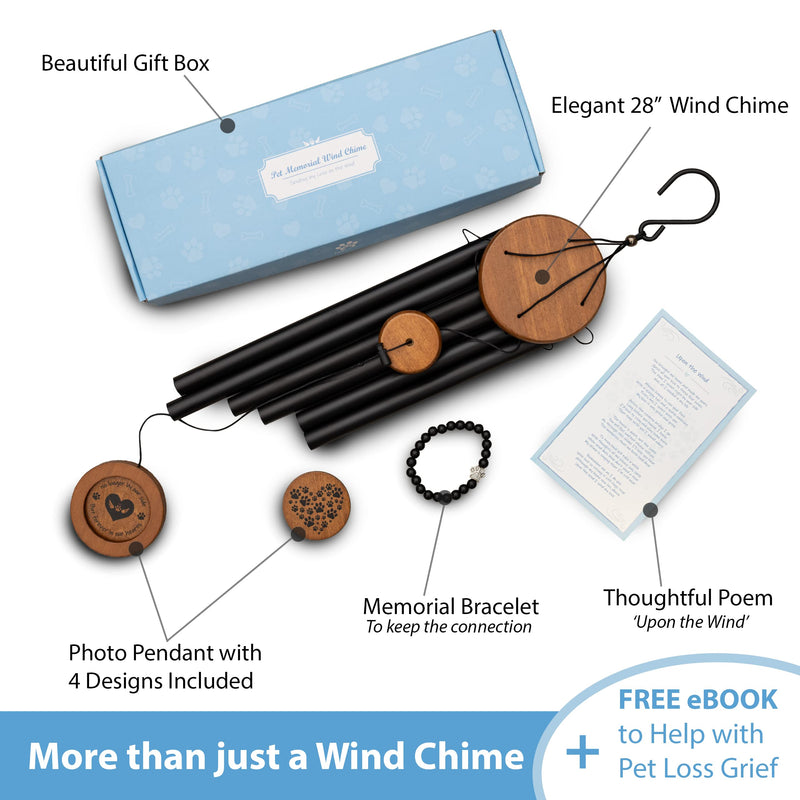 Dog Memorial Wind Chime 28" - Pet Memorial Gifts-Loss of Dog Sympathy Gift to Comfort a Friend-Dog Wind Chimes for Pet Memorial Gifts, Photo Personalized Pet Loss Gifts-Dog Remembrance Gift Brown - PawsPlanet Australia
