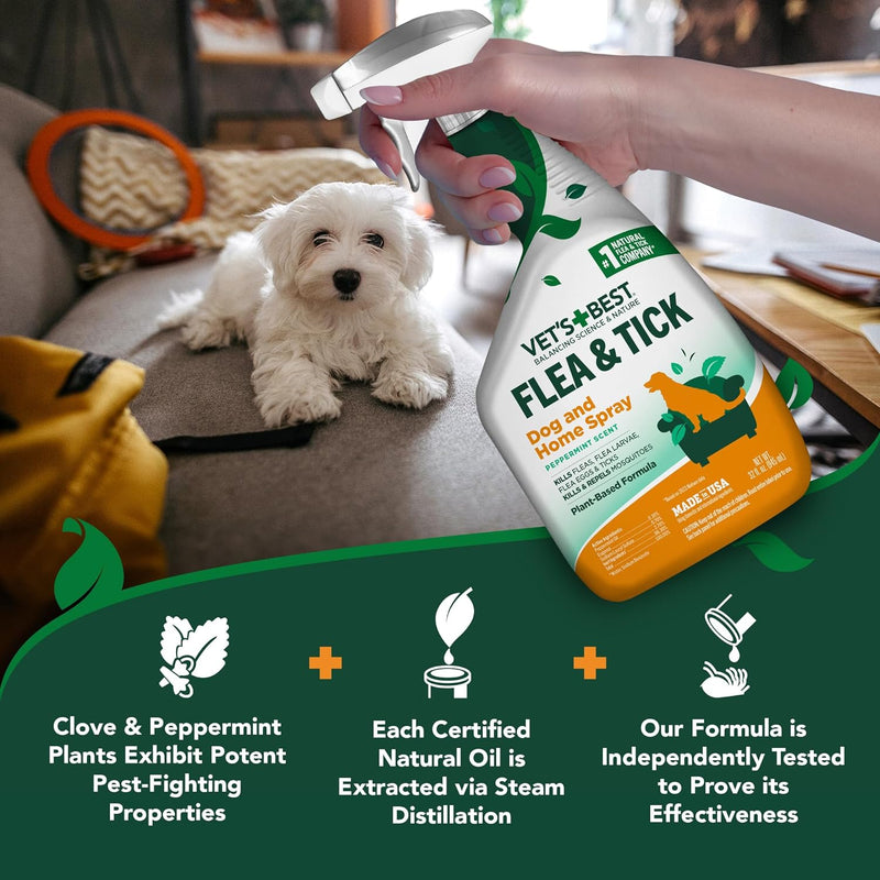 Vet's Best Flea and Tick Easy Spray | Flea Treatment for Dogs and Home | Flea Killer with Certified Natural Oils, 14 oz - PawsPlanet Australia