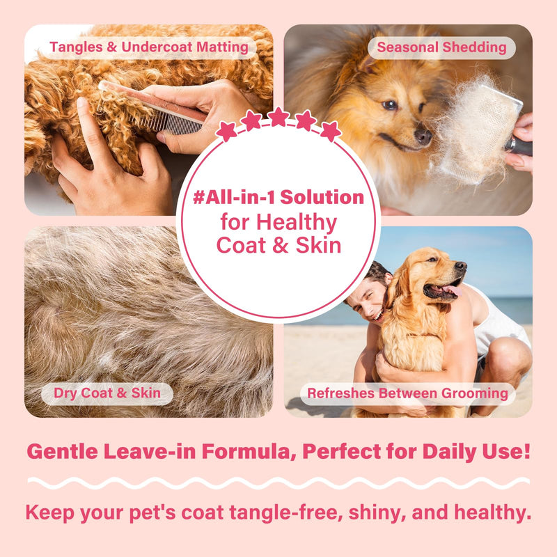 Dog Detangler & Dematting Spray - Leave-in Conditioner, Classic Powdery Scent | Infused with Coconut Oil, Jojoba Oil, and Squalane for Easy, Tangle-Free Grooming - 3.38 fl. oz Classic Soft Baby Powder