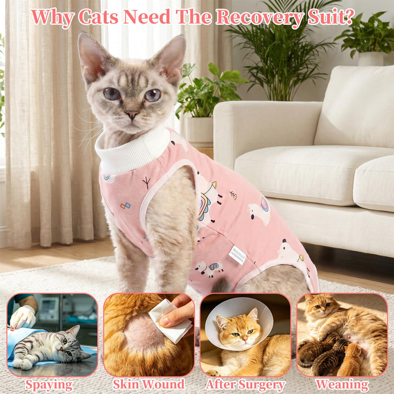 2 Pack Cat Recovery Suit Breathable Cat Onesie for Cats After Surgery Female Kitten Recovery Suit for Spay Abdominal Wounds E-Collar Alternative for Cats Medium