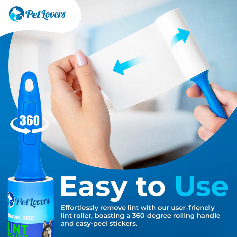 PetLovers Mini Lint Rollers for Travel 4 Pack - Small Sized Lint Removers for Easy Portability, Great for Pet Hair and Debri Pickup 4 Pack Mini - PawsPlanet Australia