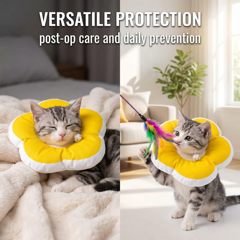 1 pc. Cat neck collar with flower shape, adjustable and waterproof collar for cats after surgery, anti-licking and anti-biting protection, breathable polyester