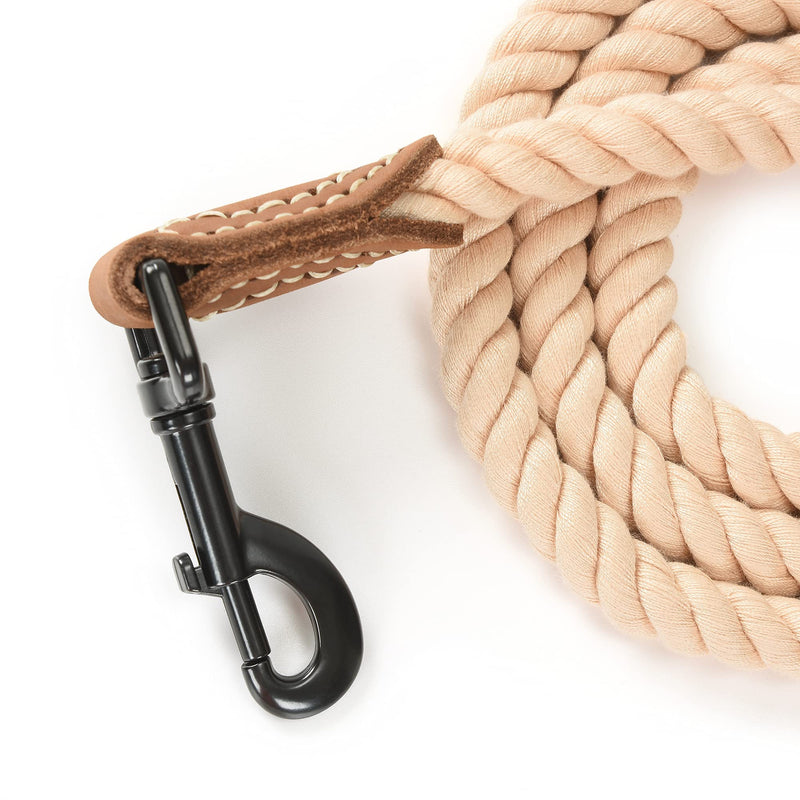 Mile High Life Dog Leash | Braided Cotton Rope Dog Leashes with Leather Tailor Tip | 4 Feet Dog Leash w Heavy Duty Metal Clasp | Wedding Dog Leash (Light Brown, 48 Inches) 48 Inch (20lb-100lb) Cotton Handle-Light Brown - PawsPlanet Australia