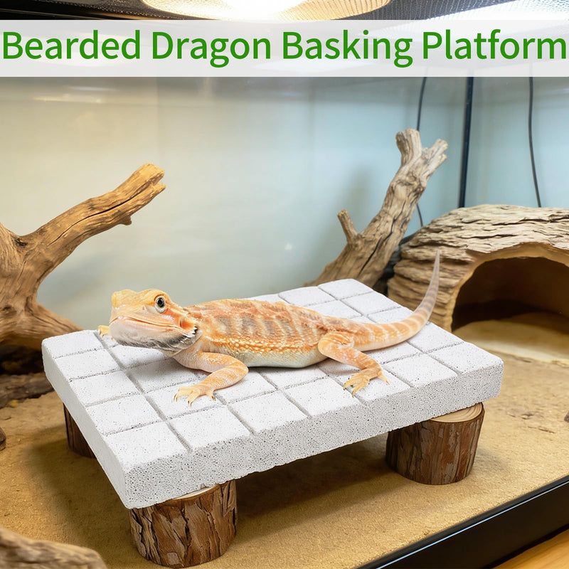 Bearded Dragon Shedding Rock, Bearded Dragon Pumice Stone Platform for Shedding, Calcium Stone with Wooden Pile, Reptiles Claw Grinding Block to Remove Dead Skin, Reptile Tank Care Accessories - PawsPlanet Australia