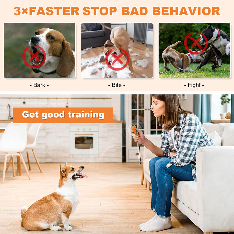 Dog Bark Deterrent Devices, Ultrasonic Anti Barking Device for Dogs, Up to 50FT Long Range Rechargeable Bark Control Safe for Dogs & Human Portable Indoor Outdoor, Dog Training & Behavior Aids 4.5 x 2 x 1 inches Orange - PawsPlanet Australia
