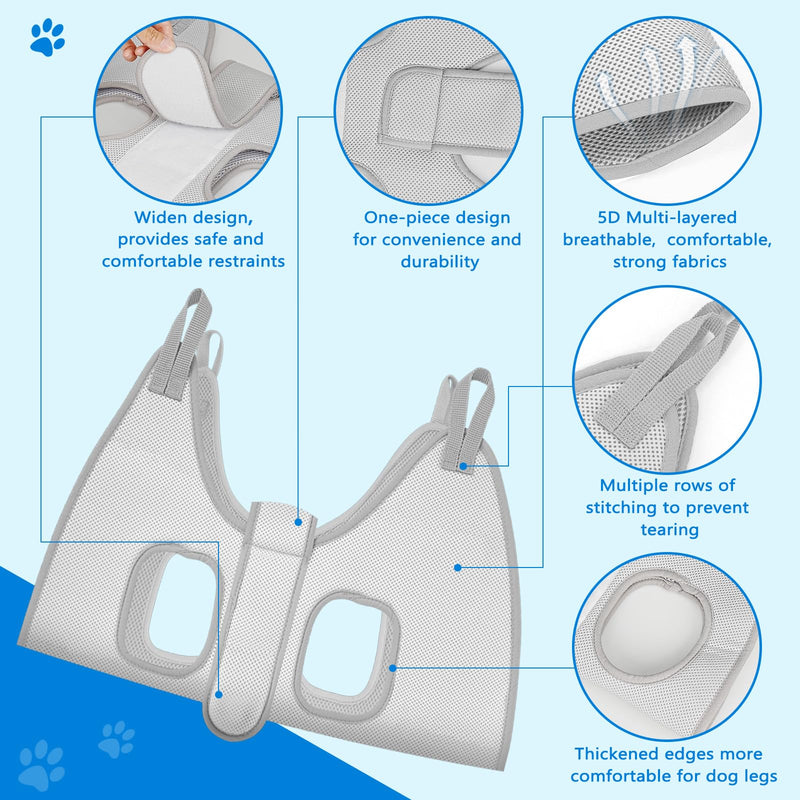 Supet Dog Grooming Hammock for Large Dogs, Dog Hanging Harness for Nail Trimming Doorframe, Pet Holder Restraint for Clipping Nails, Pet Hoist Sling for Cutting Nails at Home (Grey L) L（ Legs Spacing：10.2"-18.0" / Max W：60LBS） Grey