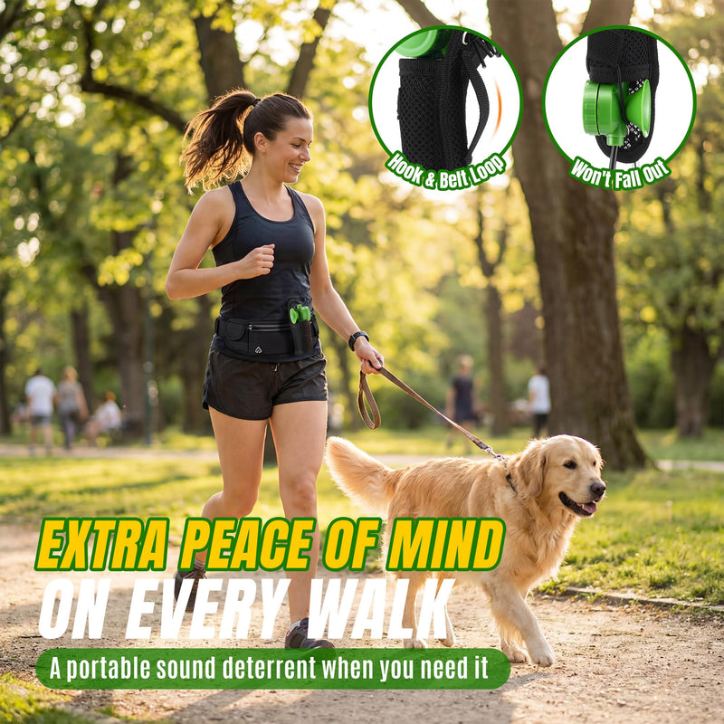 Air Horn with Holster, 1.4 oz 120 dB Loud Pet Trainer to Stop Dog Attacking Barking Fighting Jumping, Coyotes Air Horn for Safety, Protect Yourself & Pet While Walking, Green(2 Pack) 2