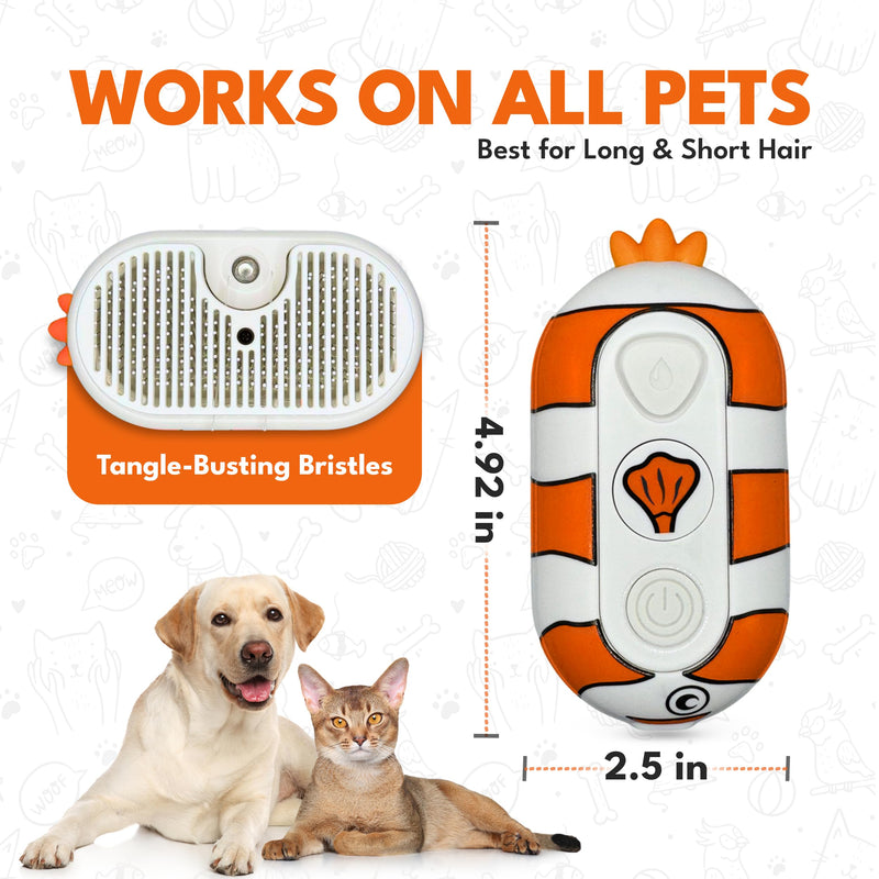 Cat Steam Brush for Shedding – 3-in-1 Grooming Tool with Mist Spray, Anti-Static, USB Rechargeable – One-Click Clean Brush for Cats and Dogs of All Fur Types - PawsPlanet Australia
