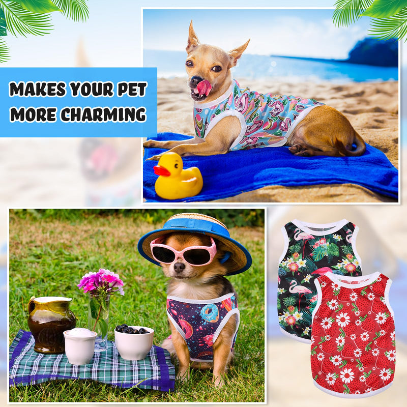 32 Pack Summer Hawaiian Dog Shirts Small for Dogs T-Shirts Pet Shirt Doggie Vest Puppy Clothes Flamingo Top Sleeveless Apparel for Cats(Small) - PawsPlanet Australia
