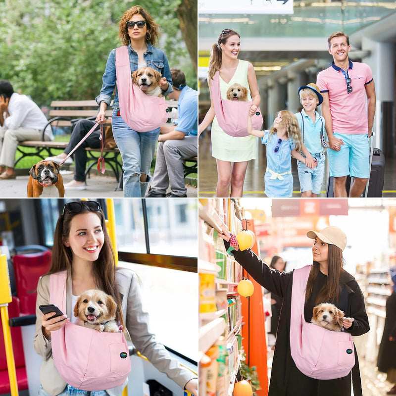 OWNPETS Pink Pet Sling Carrier, Pet Sling Carrier Bag Safe,Fit 10~15lb Cats&Dogs, Comfortable, Adjustable, Perfect for Daily Walk, Outdoor Activity and Weekend Adventure - PawsPlanet Australia