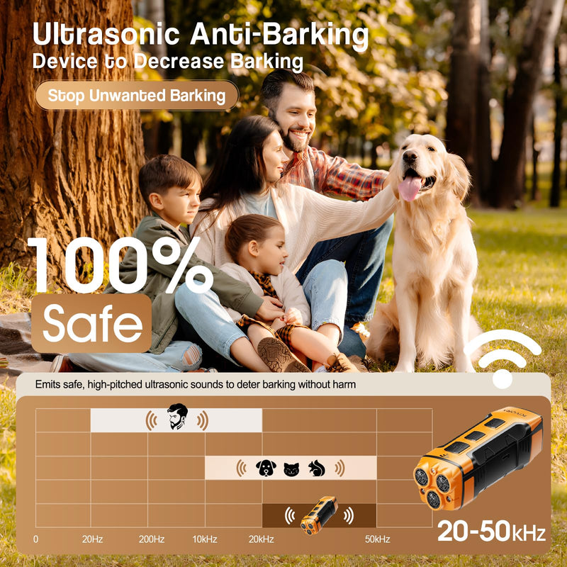 KIVORA Dog Bark Deterrent Devices,7-in-1,Anti Barking Device for Dogs Stop Neighbors Dog,Control 20-50kHz Ultrasonic,Humane-Safe Alternative to Shock Collars for Dogs Training Stopper Indoor/Outdoor