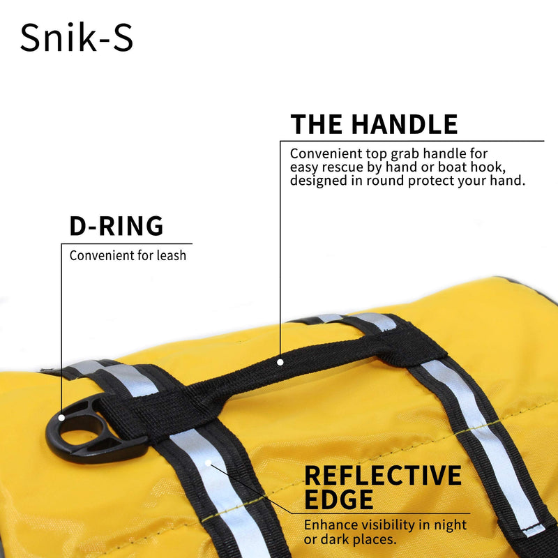 Dog Life Jacket Easy-Fit Adjustable Belt Pet Saver Swimming Safety Swimsuit Preserver with Reflective Stripes for Doggie (S, Yellow) S - PawsPlanet Australia