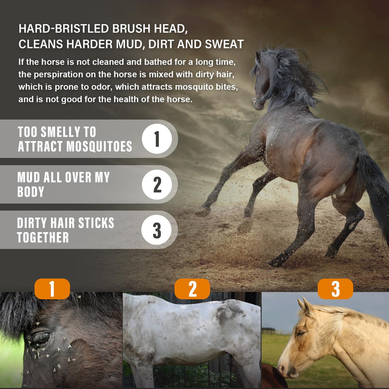 Horse Body Brush Flexible Professional Grooming Tool For Horse Brush, Dirt Removal Equine Supply Hold In Hand - PawsPlanet Australia