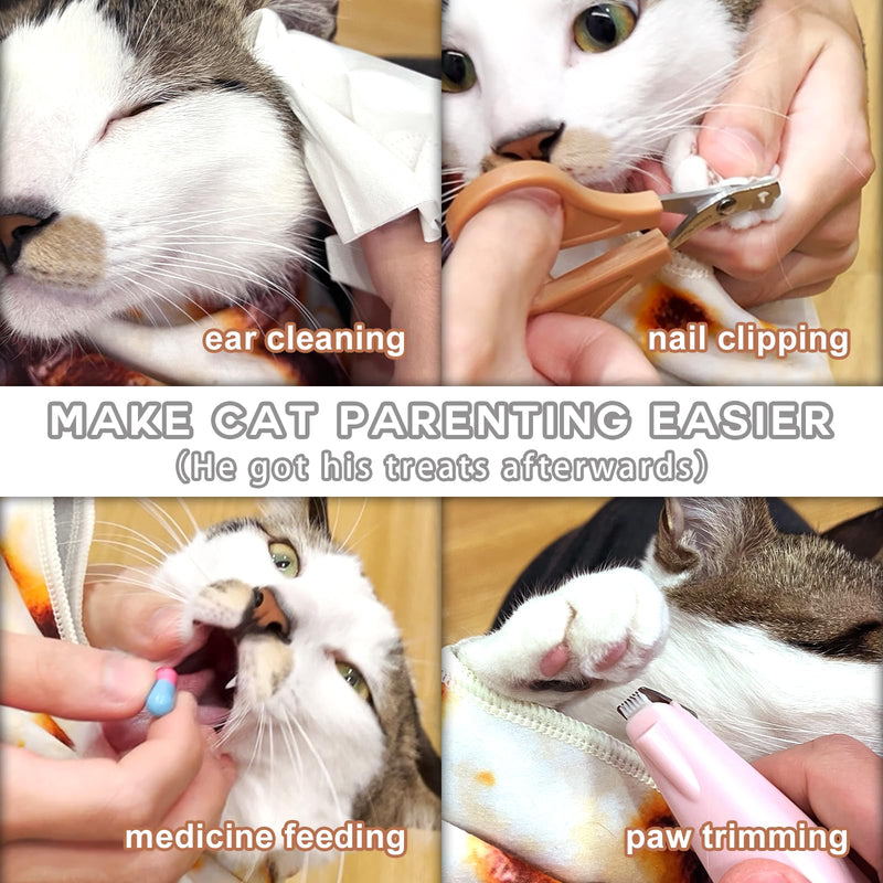 Cat Wrap for Cutting Nails, Tortilla Blanket Pet Supplies Cat Washing Bag, Burrito Blanket Cat Restraint for Nail Clipping, Multifunctional Pet Tool Gifts for Cat Lovers (L (within 14lbs), Pizza) L (within 14lbs)