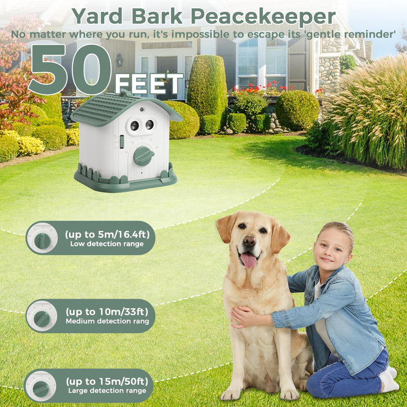 Anti Barking Device for Dogs, Ultrasonic Dog Bark Deterrent Devices with 3 Modes, 50Ft Range Stop Barking Control Devices for Dog Training in Outdoor Indoor, 1200mAh Rechargeable, Waterproof Green House