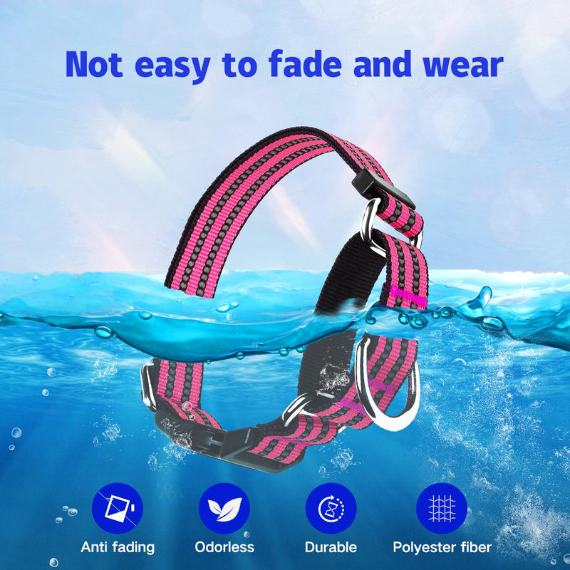 Martingale Dog Collar, Adjustable Nylon Reflective Collar with Quick Release Buckle (Hot Pink, Medium) Hot Pink - PawsPlanet Australia