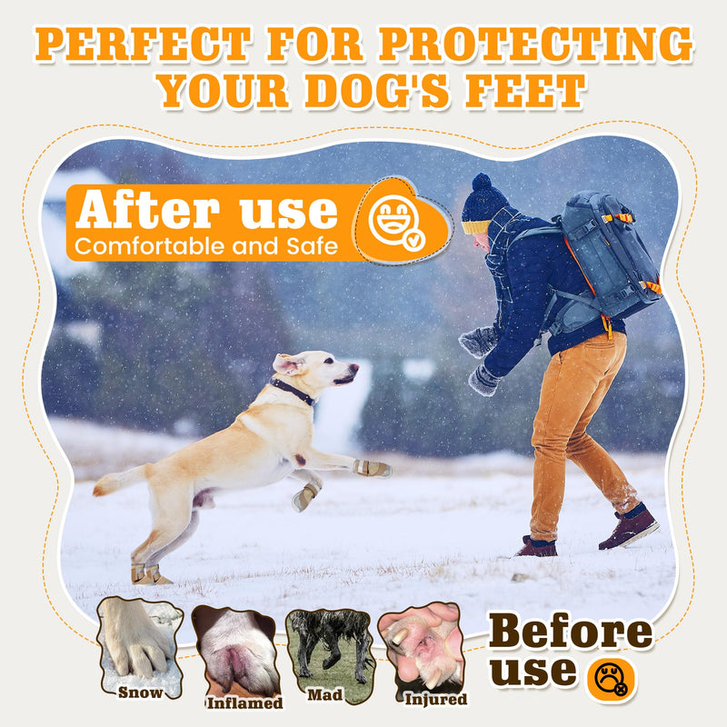 DcOaGt Dog Shoes Large Size Dogs,Mesh Breathable Dog Boots & Paw Protectors for Hot Pavement Summer Winter Snow, 360°Anti-Slip Dog Booties with Reflective Strips for Hiking/Walking,Khaki 4PCS(Size 8) Khaki-Reflective