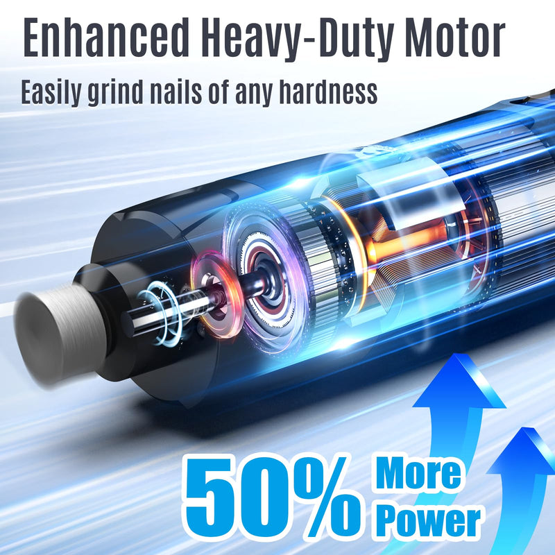 Casfuy Smart 6-Speed Dog Nail Grinder - 50% More Power Pet Nail Grinder with 2 LED Lights Quiet Rechargeable Electric Dog Nail Trimmers File Toenail Grinder for Large Medium Small Dogs & Cats Dark Blue