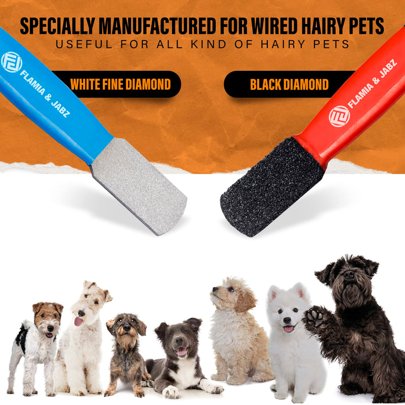 FLAMIA & JABZ Stripping Metal Stone Diamond Edged for Dogs, Cats & Pets with Plastic Grip (2 Piece Pack of Coarse & Fine) 2 Piece Pack (Coarse & Fine) - PawsPlanet Australia