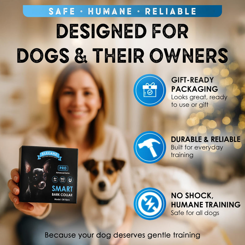 Bark Collar for Small Dogs 5-15 lbs – No Shock Anti Barking Collar with AI Chip – 3 Modes & 5 Sensitivity Levels – Waterproof, Rechargeable, Magnetic Charging – Humane, Effective Training (Black) Black - PawsPlanet Australia