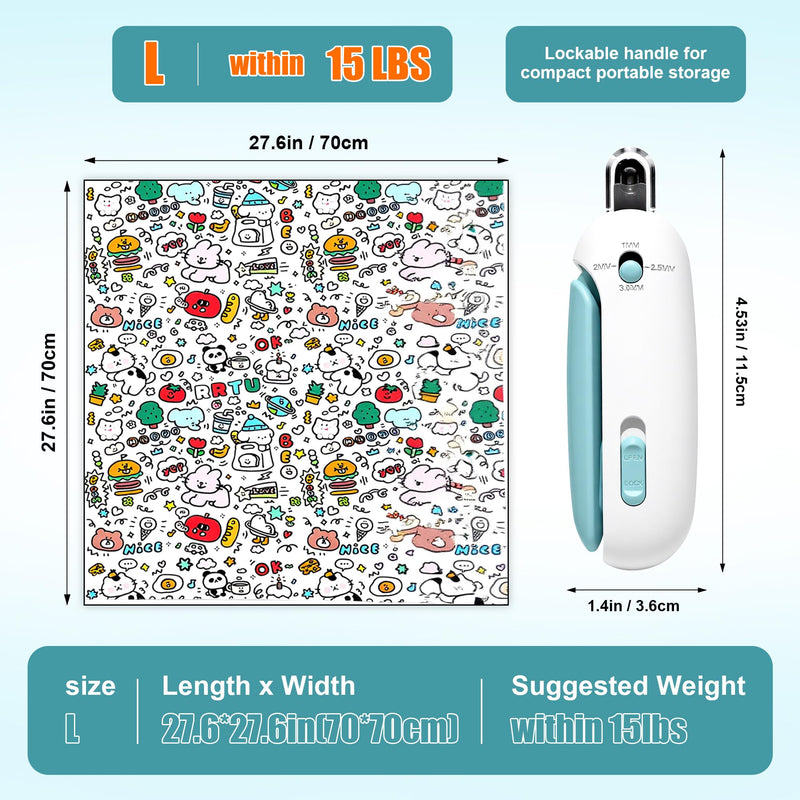 Cat Grooming Wrap Set - 27.6" Cat Burrito Wrap & Cat Nail Clipper with Hidden Nail File, Adjustable Size & 3 Cutting Holes | Safe Anti-Scratch Anti-Escape Toenail Trimmer for Kittens & Indoor Cats - PawsPlanet Australia