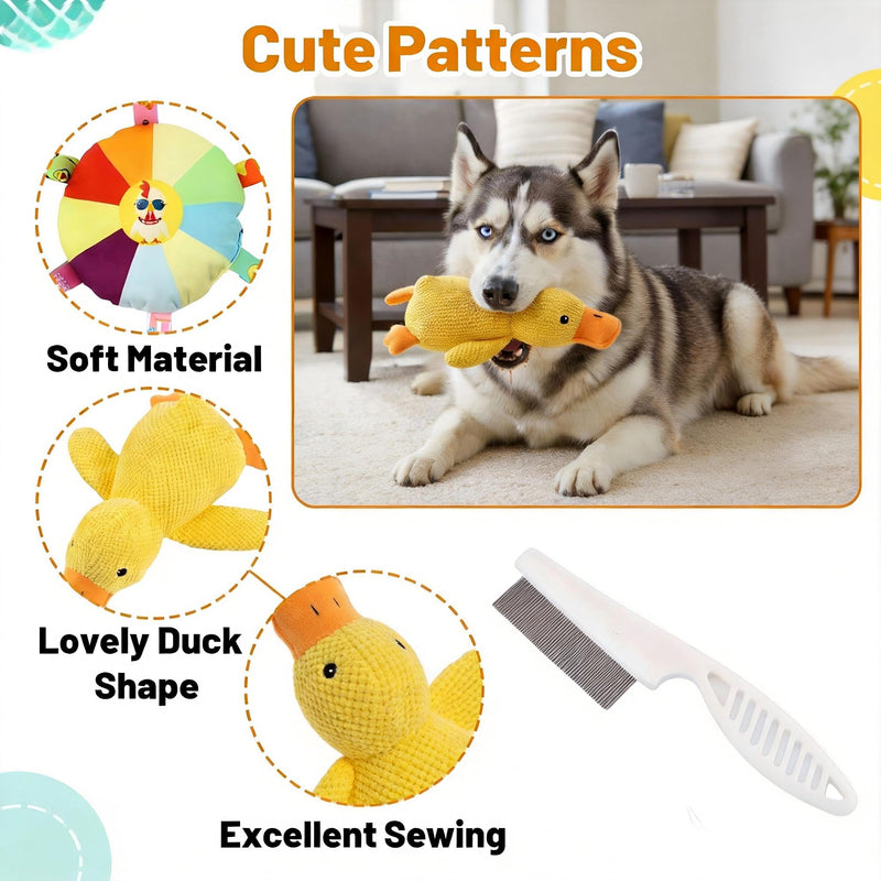 Duck Dog Toy, Flying disc, pet Eye Comb, Giant Plush Duck Dog Toy Set, Comb Color Random, Large Duck Dog Toy Suitable for Small, Medium and Large Dogs. (60, Large) 60 - PawsPlanet Australia