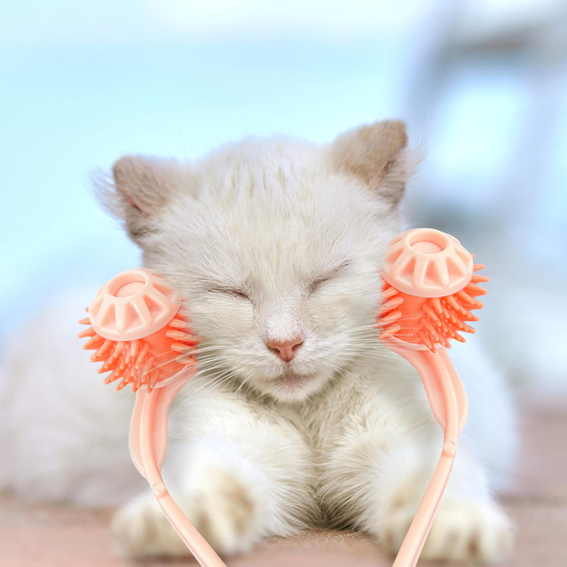 Cat Massager Roller Silicone Grooming Tool Relaxer Pink Stick with Pink Massage Face Thin Scroll Wheel for Indoor Dog Cat Head's Pet - PawsPlanet Australia