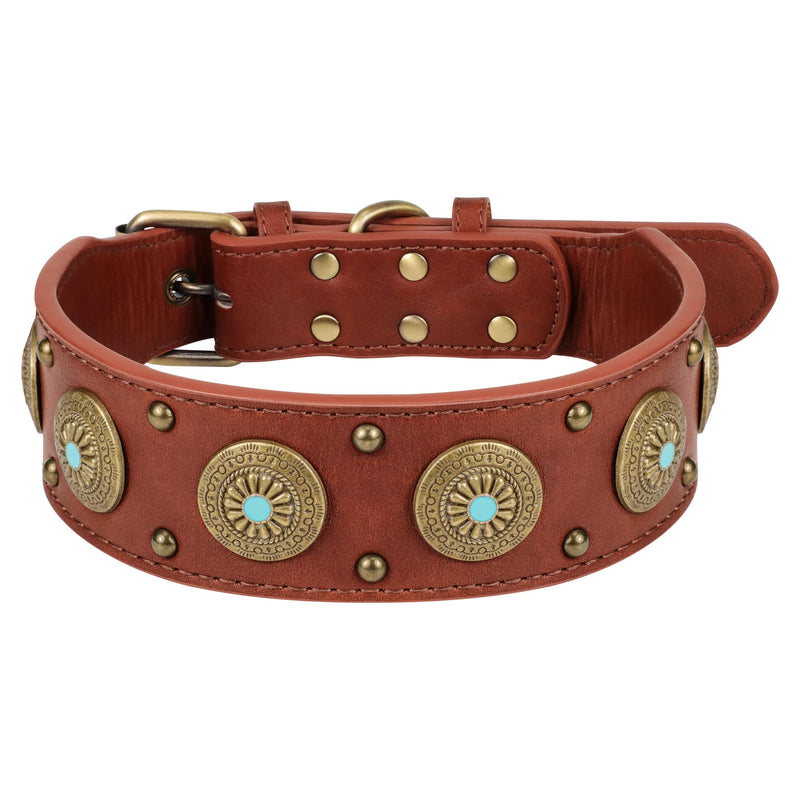 Leather Dog Collars for Small Dogs - Heavy Duty Adjustable, Durable PU Leather Collar for Small, Medium, Large, and Extra Large Dogs - Comfortable Fit with Quick-Release Metal Buckle Brown S Small (Neck: 14.0 - 19.0") - PawsPlanet Australia