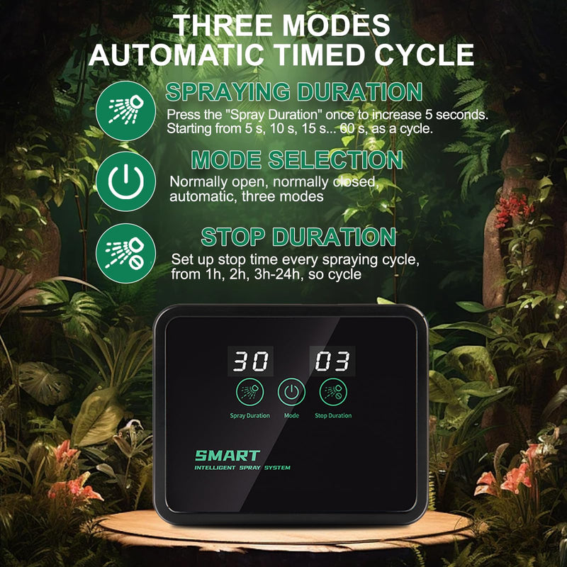 Reptile Humidifiers Smart Misting System for Reptile Terrariums, Reptile Mister Automatic with Timer, 360° Adjustable Misting Nozzles for Chameleons, Frog, Turtle, Lizard, Snake - PawsPlanet Australia
